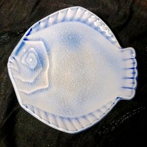 Porcelain Blue Fish Placque or Dish, Boho Decor